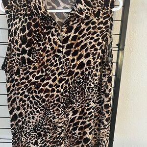 Anne Klein Animal Print Blouse sz xl